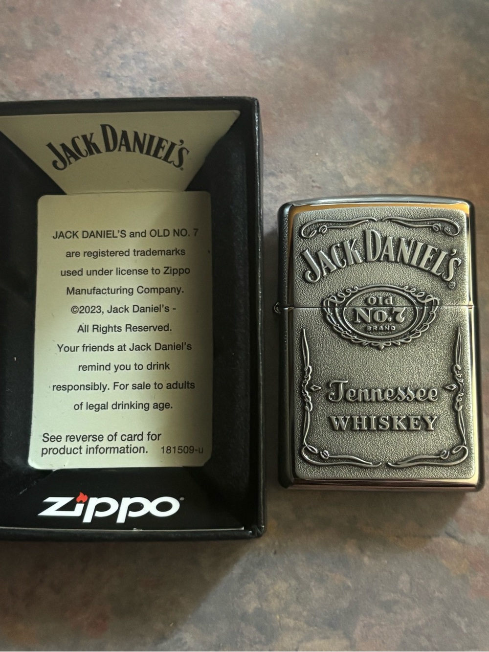 Jack Daniels Silver Embossed Tennessee Whiskey Pocket Lighter